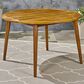 Hearth and Haven Outdoor Wooden Dining Table with Straight Leg and Round Tabletop in Teak, , large
