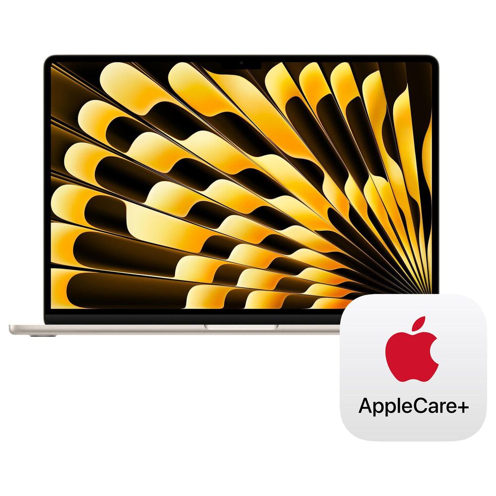 Apple MacBook Air 15.3" Laptop - Apple M4 chip 10-core CPU - 16GB RAM - 10 Core GPU - 256GB SSD in Starlight with 3-Year AppleCare+, , large