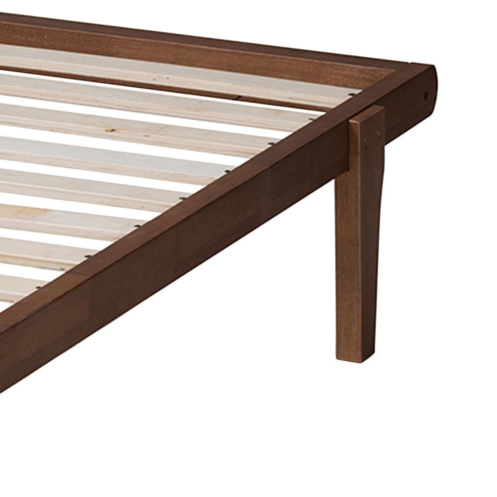 Baxton Studio Kaia King Platform Bed Frame in Walnut Brown, , large