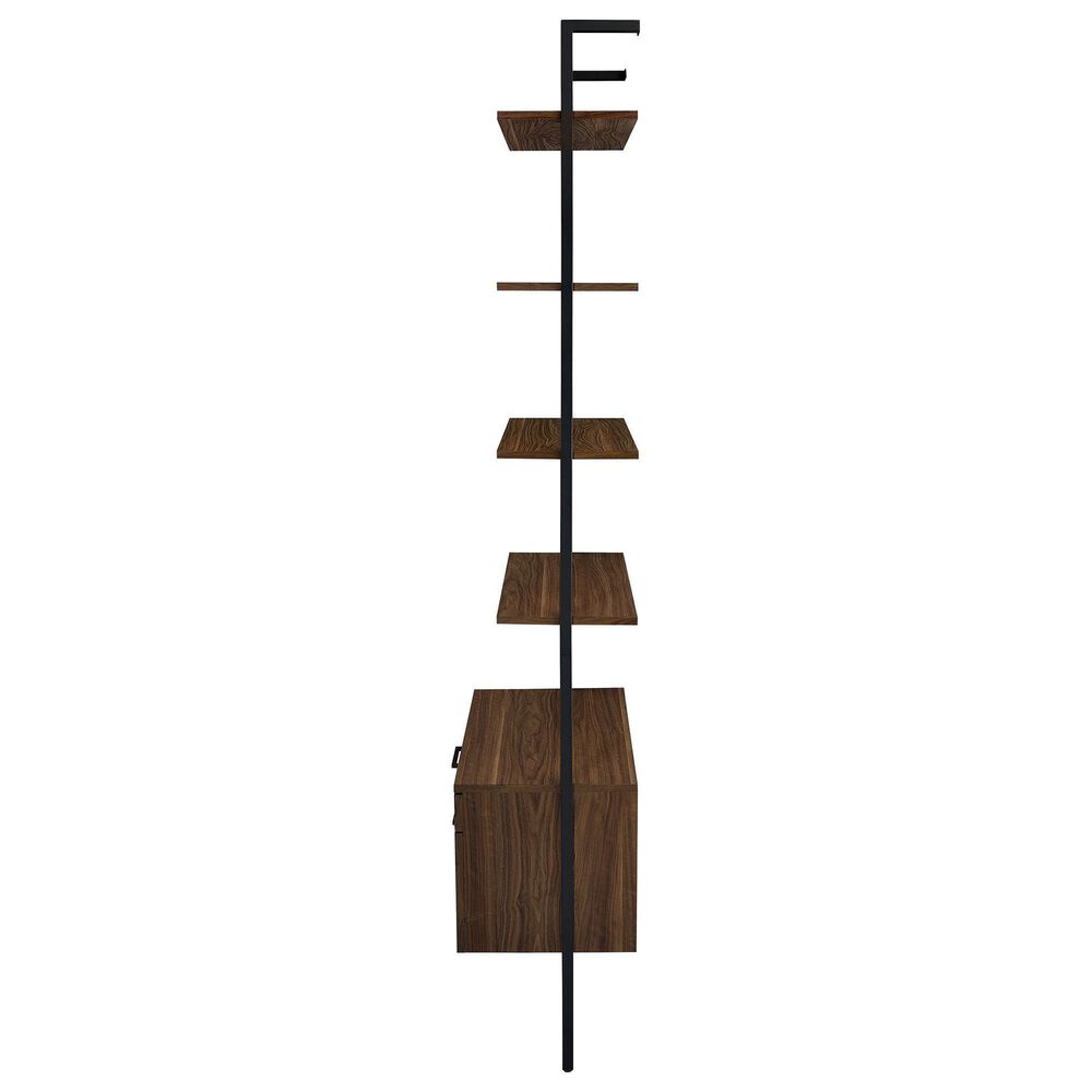 Coaster Owens 5-Shelf Storage Wall Bookcase in Walnut and Black, , large
