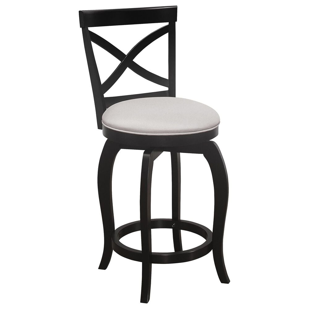 Hillsdale Direct Ship Ellendale Swivel Counter Stool with Fog Gray Cushion in Black, , large