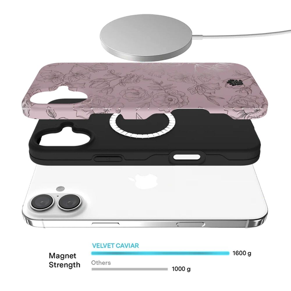 Velvet Caviar MagSafe Case for Apple iPhone 16 Plus - Dusty Rose Chrome Floral, , large