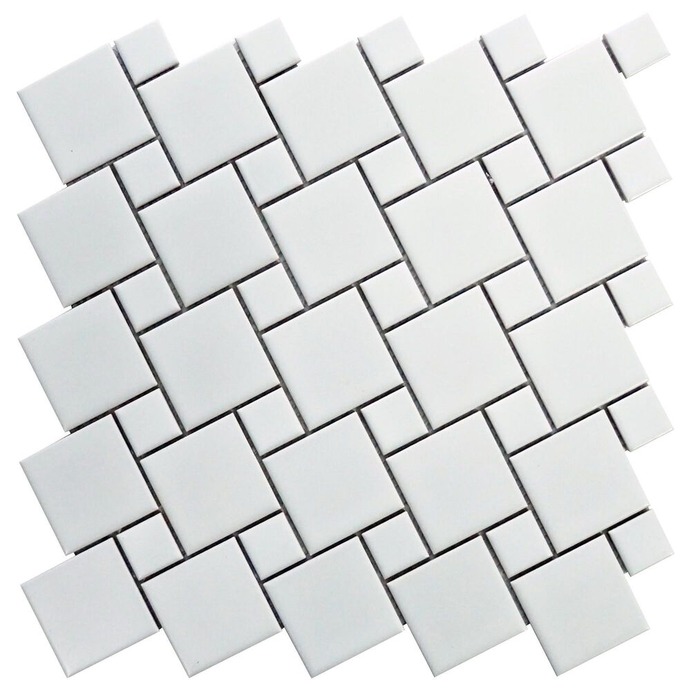 Emser Spin White 11" x 11" Porcelain Mosaic Sheet, , large