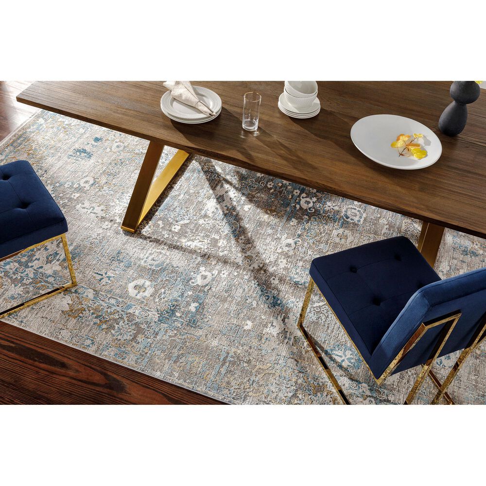 Surya Solar 10&#39; x 14&#39; Gray, Teal, Dark Blue, Light Gray, Charcoal and Mustard Area Rug, , large