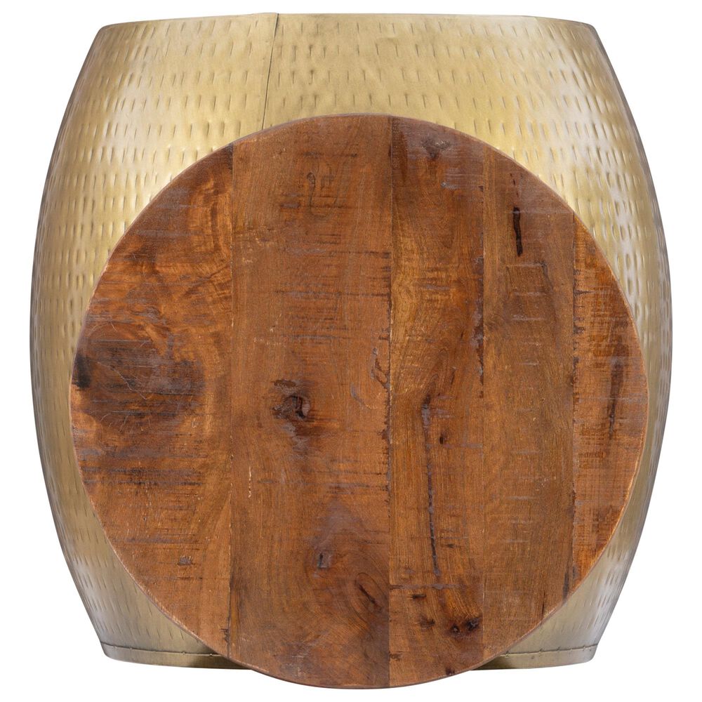 Linon Home Decor Royce 19&quot; Drum Side Table with Storage in Brass, , large