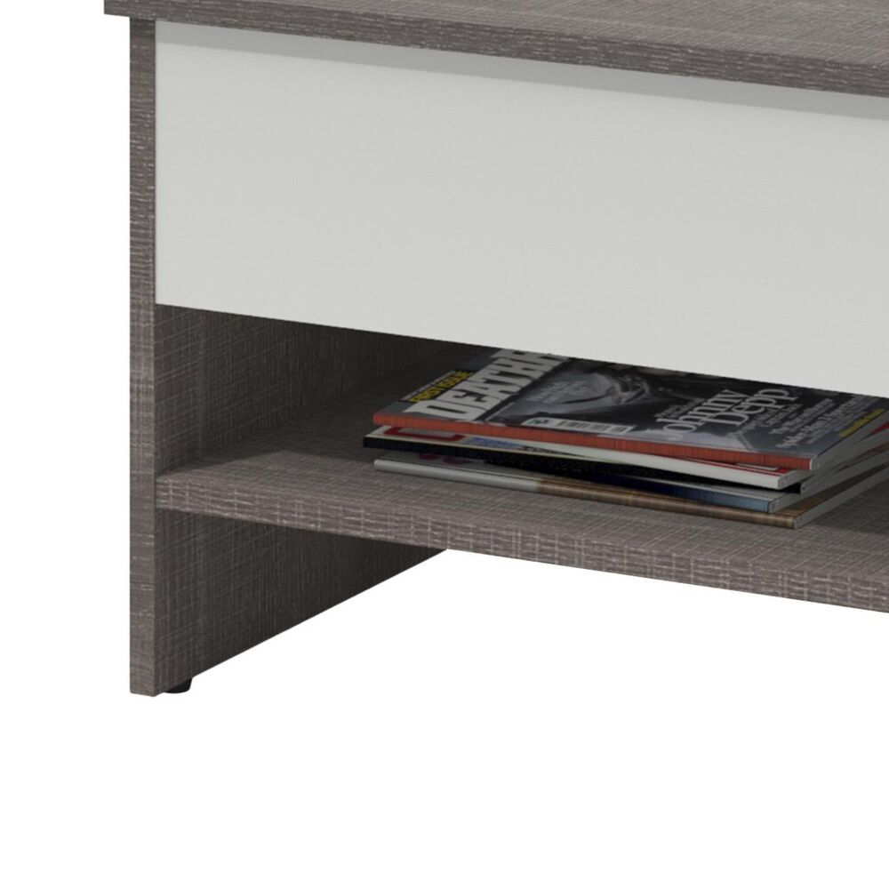 Bestar Small Space 37" Lift Top Storage Coffee Table in Bark Gray and
