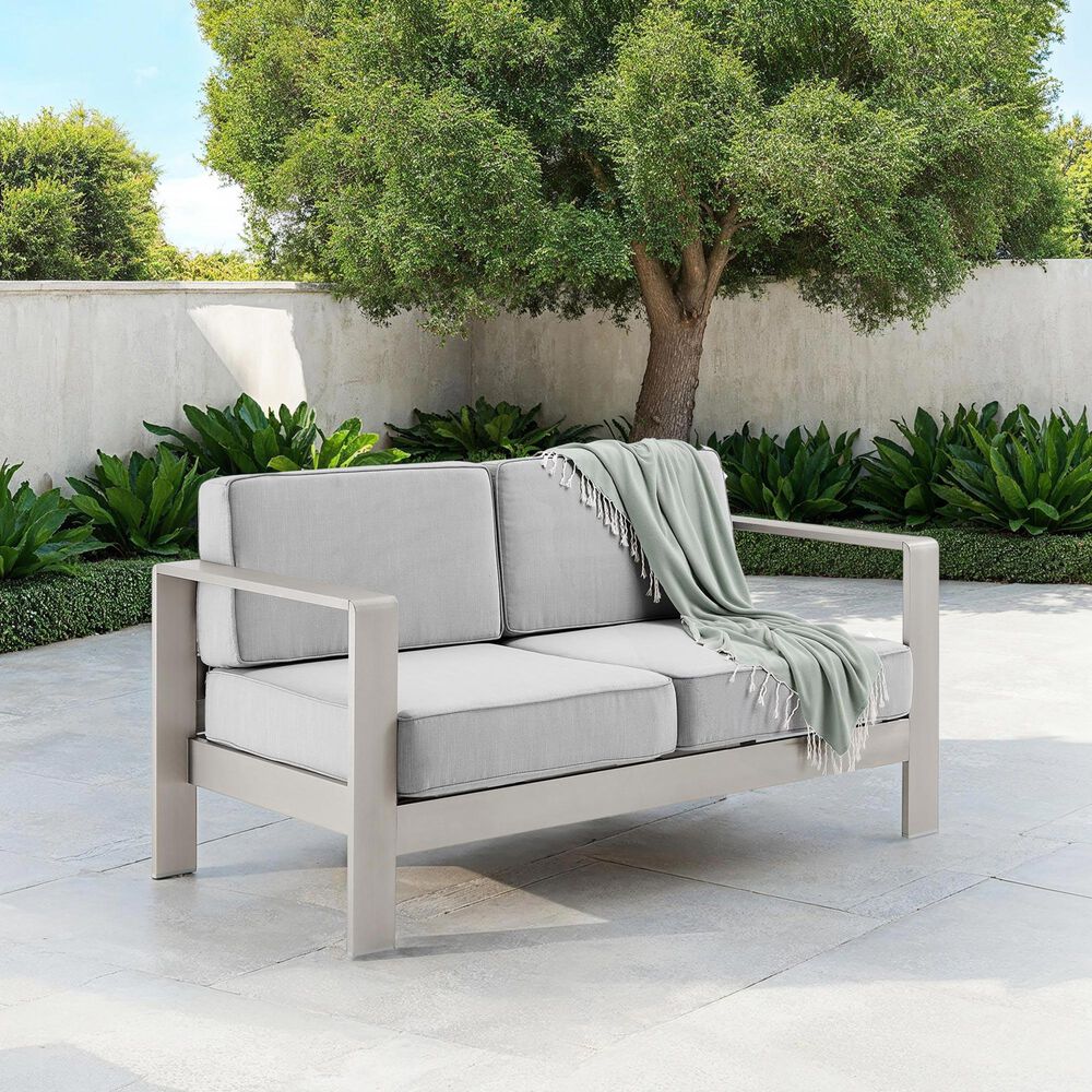 Linon Home Decor Karah 2-Seater Outdoor Sofa in Grey, , large