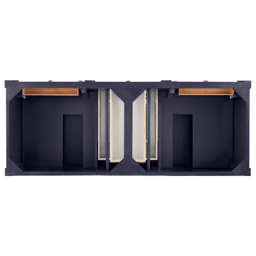 James Martin Vanities Brittany 60&quot; Double Bathroom Vanity in Victory Blue with Single Hole 3 cm White Zeus Quartz Top and Rectangular Sinks, , large