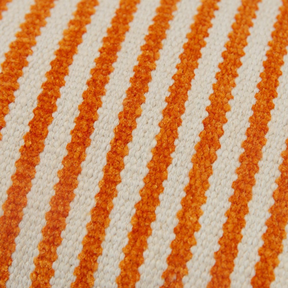 Rizzy Home 14&quot; x 20&quot; Striped Down Filled Lumbar Pillow in Natural and Orange, , large