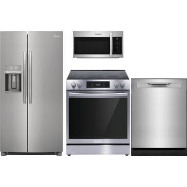 Frigidaire Gallery 4 PC Kitchen Package with 25.6 Cu. Ft. 36" Standard Depth Side-by-Side Refrigerator, 30" Front Control Electric Range with Total Convection, 1.9 Cu. Ft. OTR Microwave with Sensor, and 24" Built-In Dishwasher , , large