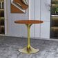 Leisuremod LeisureMod Verve Collection 27 Round Dining Table, Brushed Gold Base with Cognac Brown MDF Top, , large