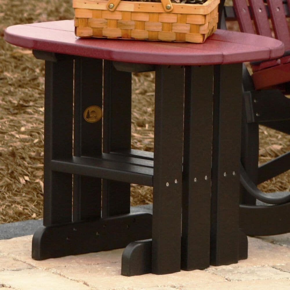 Amish Orchard Oval Outdoor End Table in Cherrywood and Black, , large