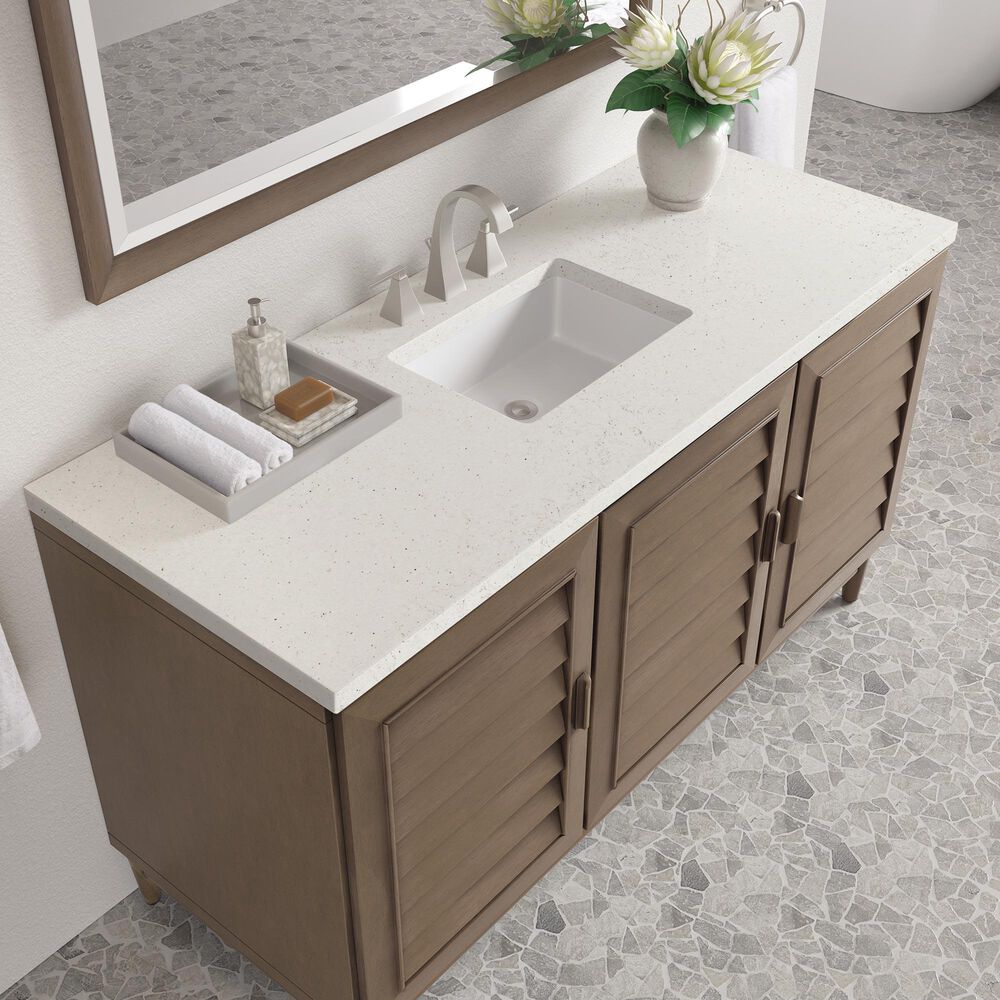 James Martin Vanities Portland 48&quot; Single Bathroom Vanity in Whitewashed Walnut with 3 cm Lime Delight Quartz Top and Rectangular Sink, , large