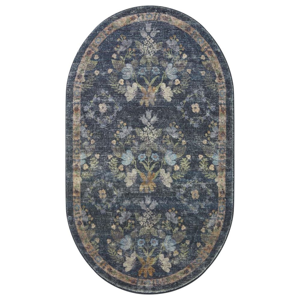 Rifle Paper Co. x Loloi Courtyard 2"3" x 3"9" Oval Seville Navy Area Rug, , large