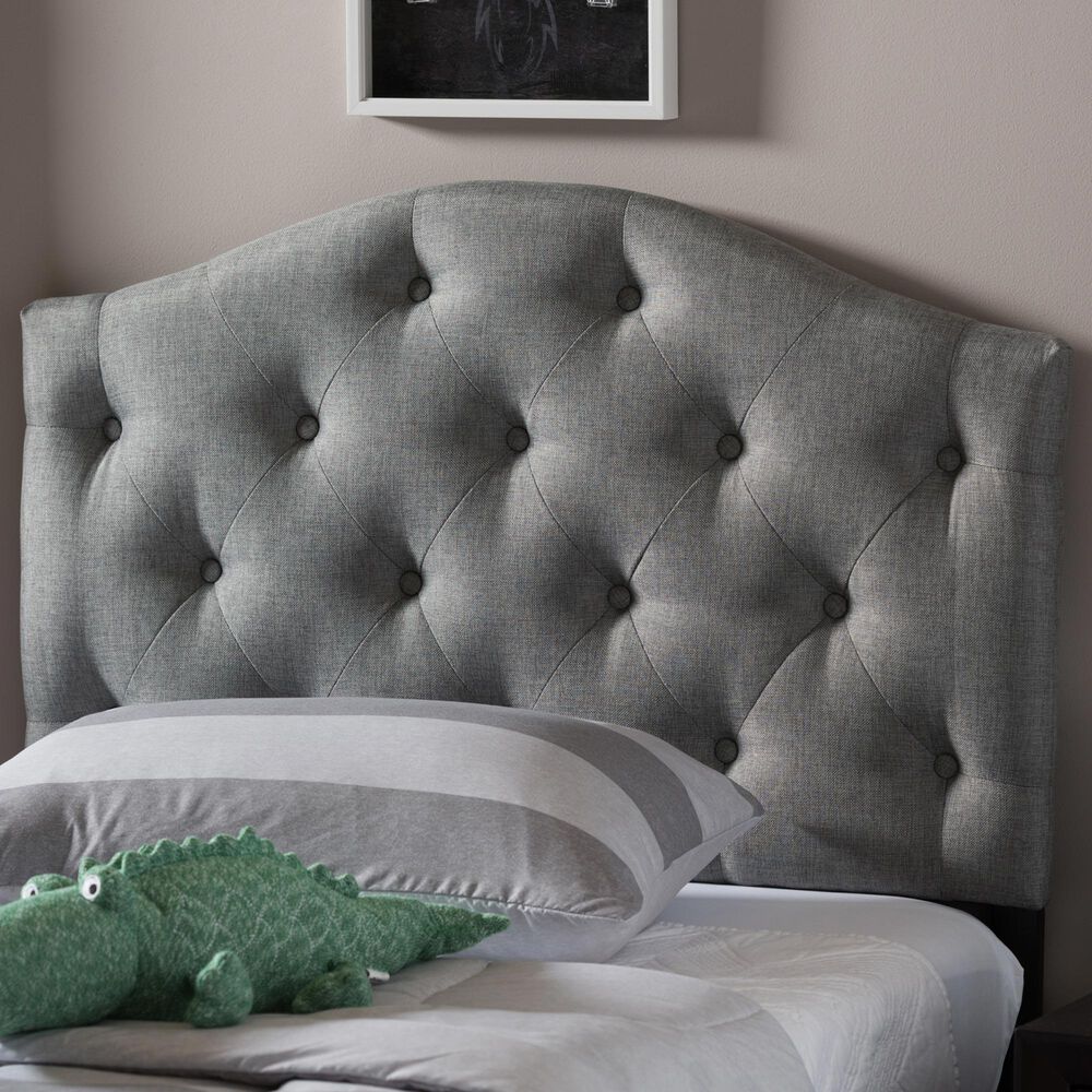 Baxton Studio Myra Twin Upholstered Panel Headboard in Grey, , large