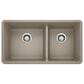Blanco Precis 33" 1-3/4 Double Bowl Kitchen Sink in Truffle, , large