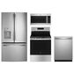 GE Appliances 4-Piece Kitchen Package with 25.7 Cu. Ft. French Door Refrigerator and 5.3 Cu. Ft. 5-Element Freestanding Electric Range in Stainless Steel, , large