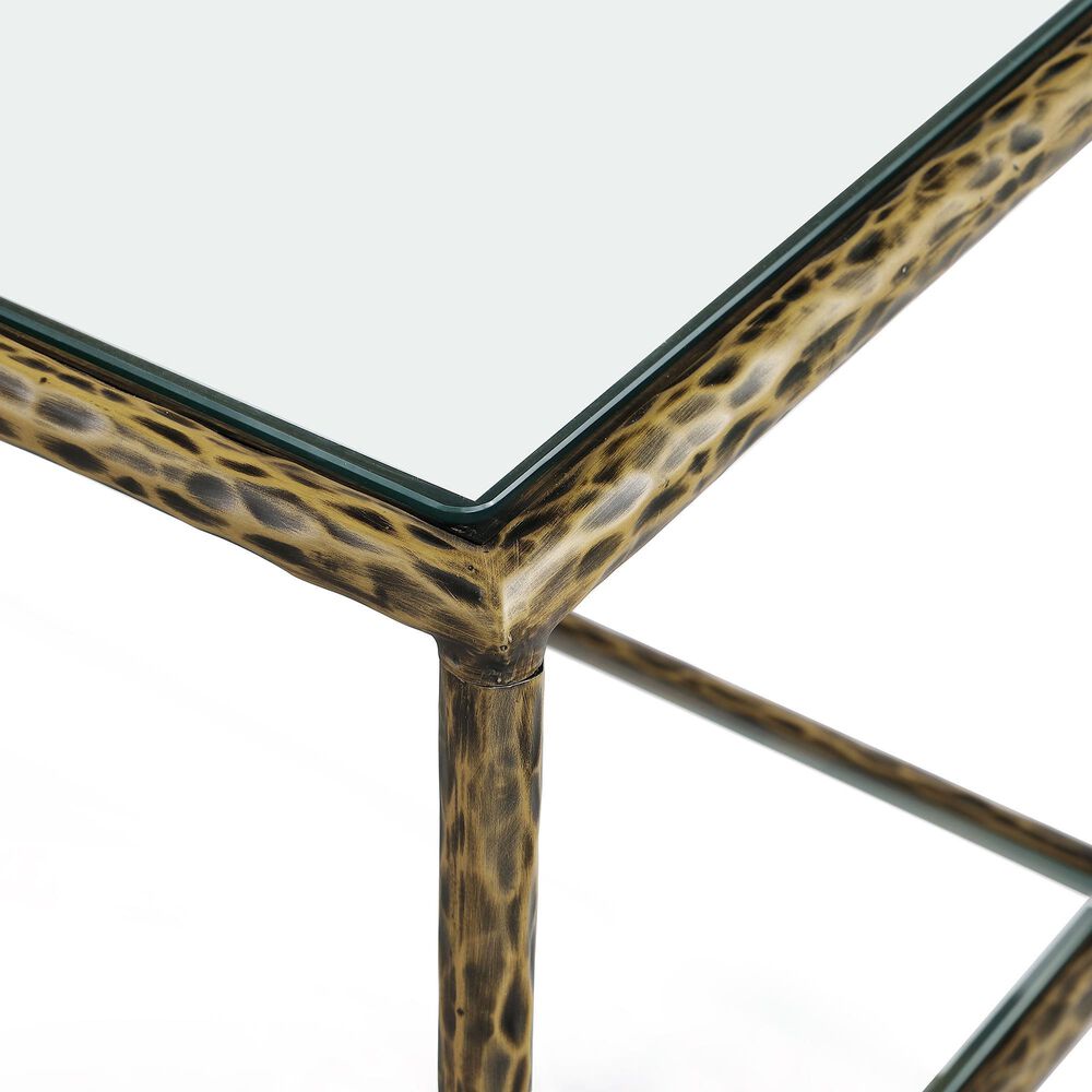 Furniture of America Lalia End Table with Tempered Glass Top and Open Storage Shelf in Matte Gold, , large