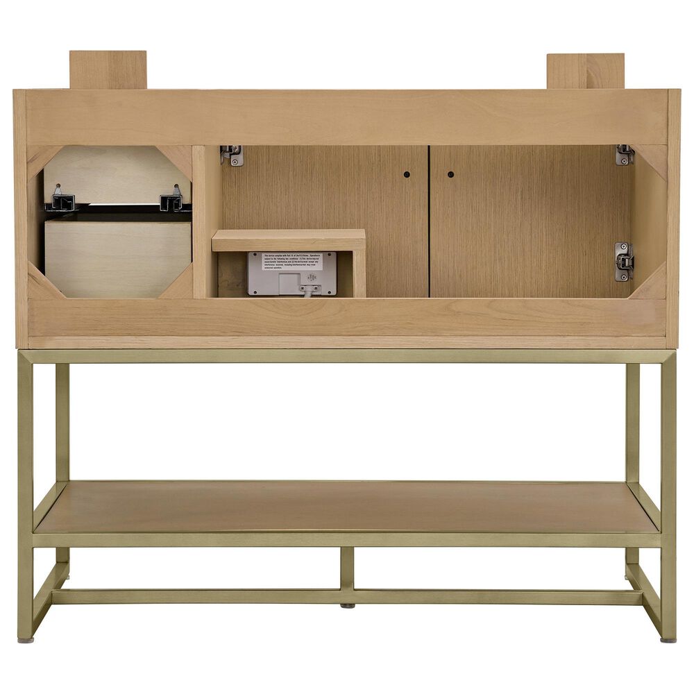 37B Mauri 36" Single Bathroom Vanity with Metal Base in Warm Oak with High-Profile 4" White Composite Stone Top, , large