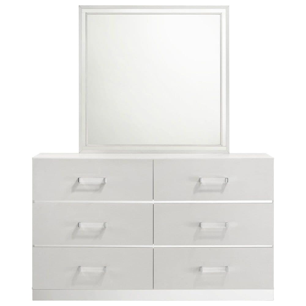 New Heritage Europa 6 Drawer Dresser and Mirror in White, , large