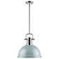 Golden Lighting Duncan 1-Light Pendant with Rod and Seafoam Shade in Chrome, , large