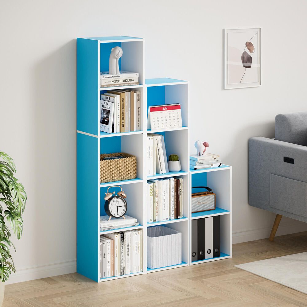 HOMLUX 4-Tier Open Shelf Display Organizer Bookcase in Light Blue and White, , large
