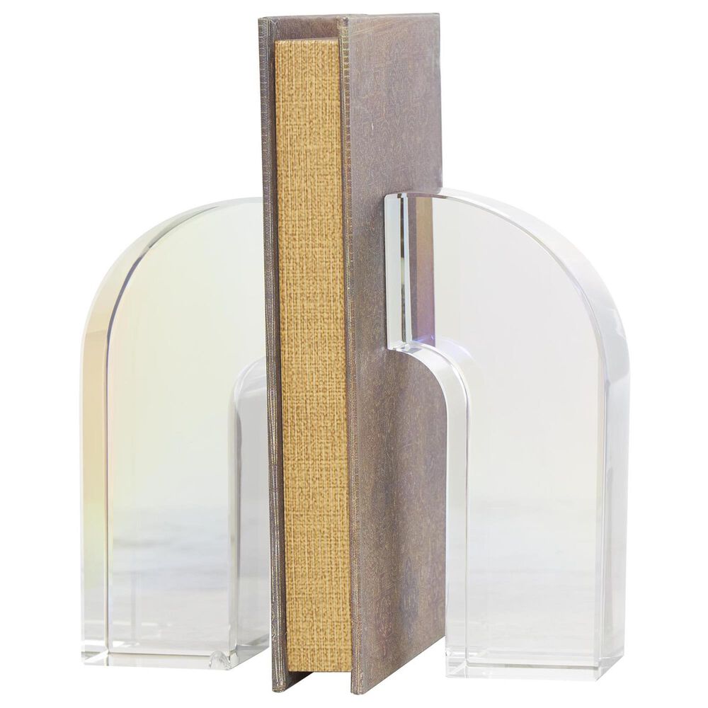 Maple and Jade Arched Geometric Decorative Bookend in Clear &#40;Set of 2&#41;, , large