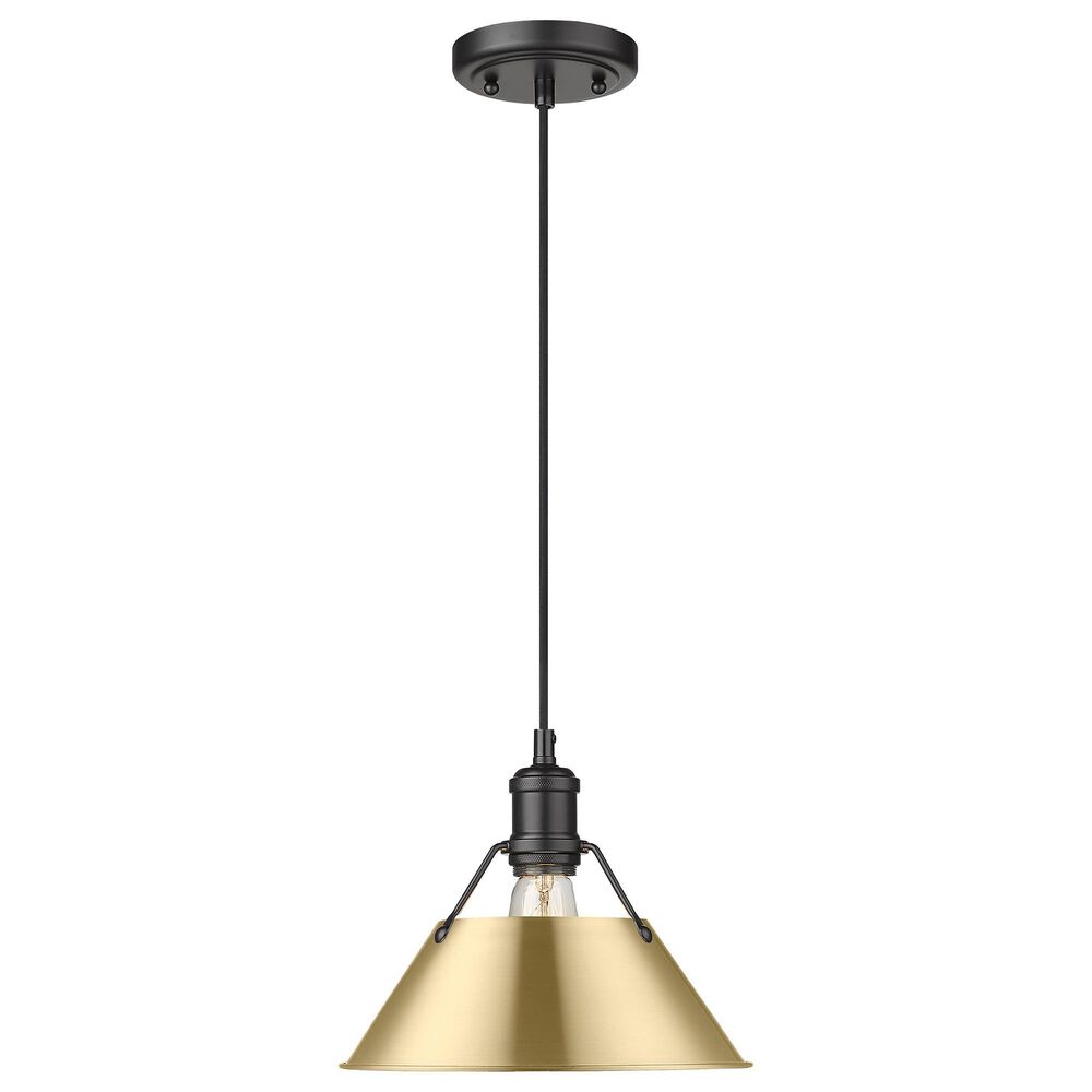 Golden Lighting Orwell 1-Light Medium Pendant with Brushed Champagne Bronze Shade in Matte Black, , large