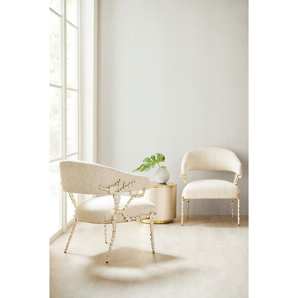 Schnadig Caracole Upholstery Accent Chair in Gold Brush and White Enamel, , large