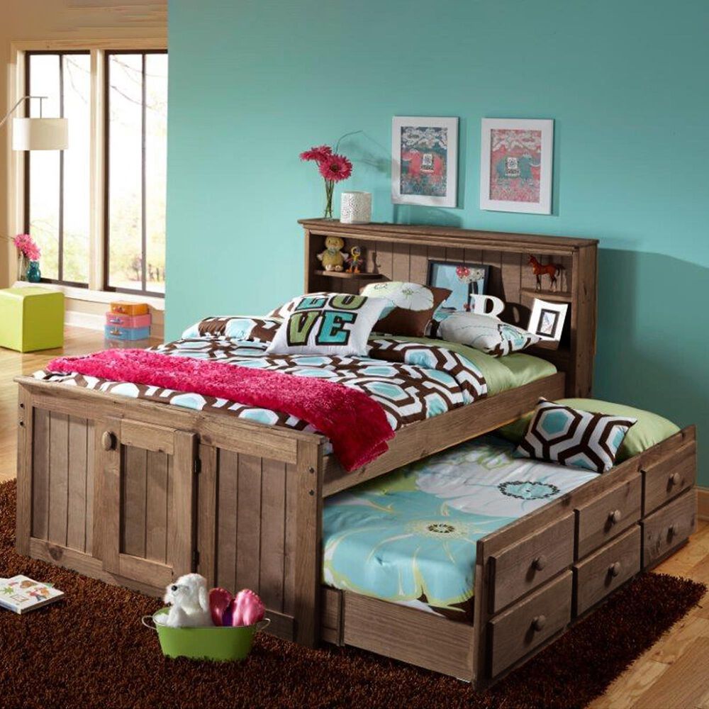 Rusticvale Full Captains Bed with Trundle in Chestnut, , large