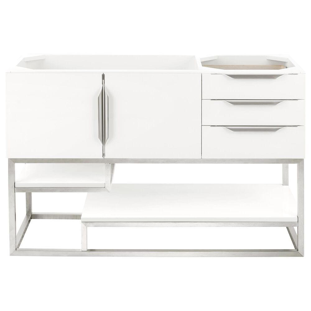 James Martin Columbia 48" Single Bathroom Vanity Cabinet in Glossy White and Brushed Nickel, , large