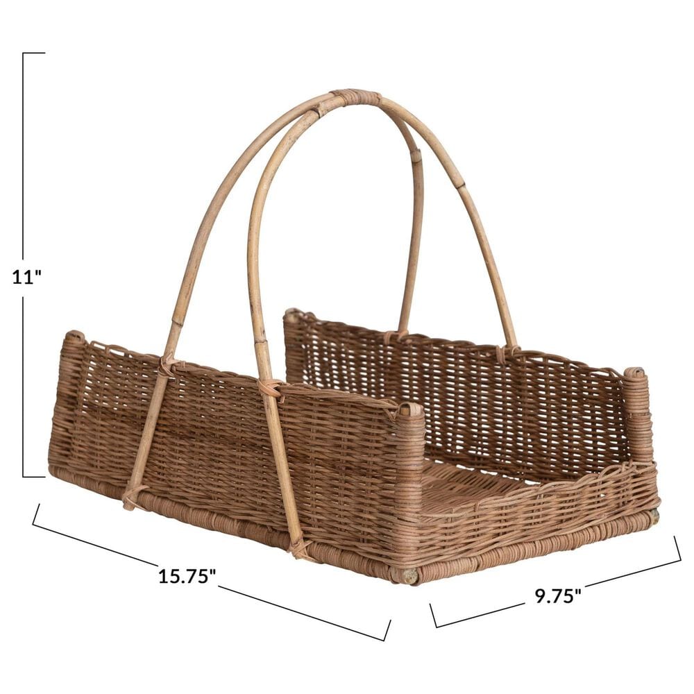 Creative Coop Decorative Handwoven Rattan Hanging Basket in Natural, , large