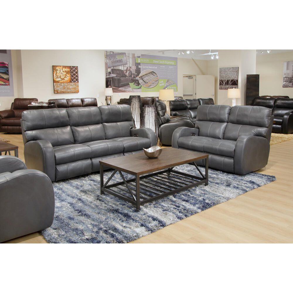 Catnapper Angelo Power Reclining Console Loveseat with Power Headrest in Gunmetal, , large