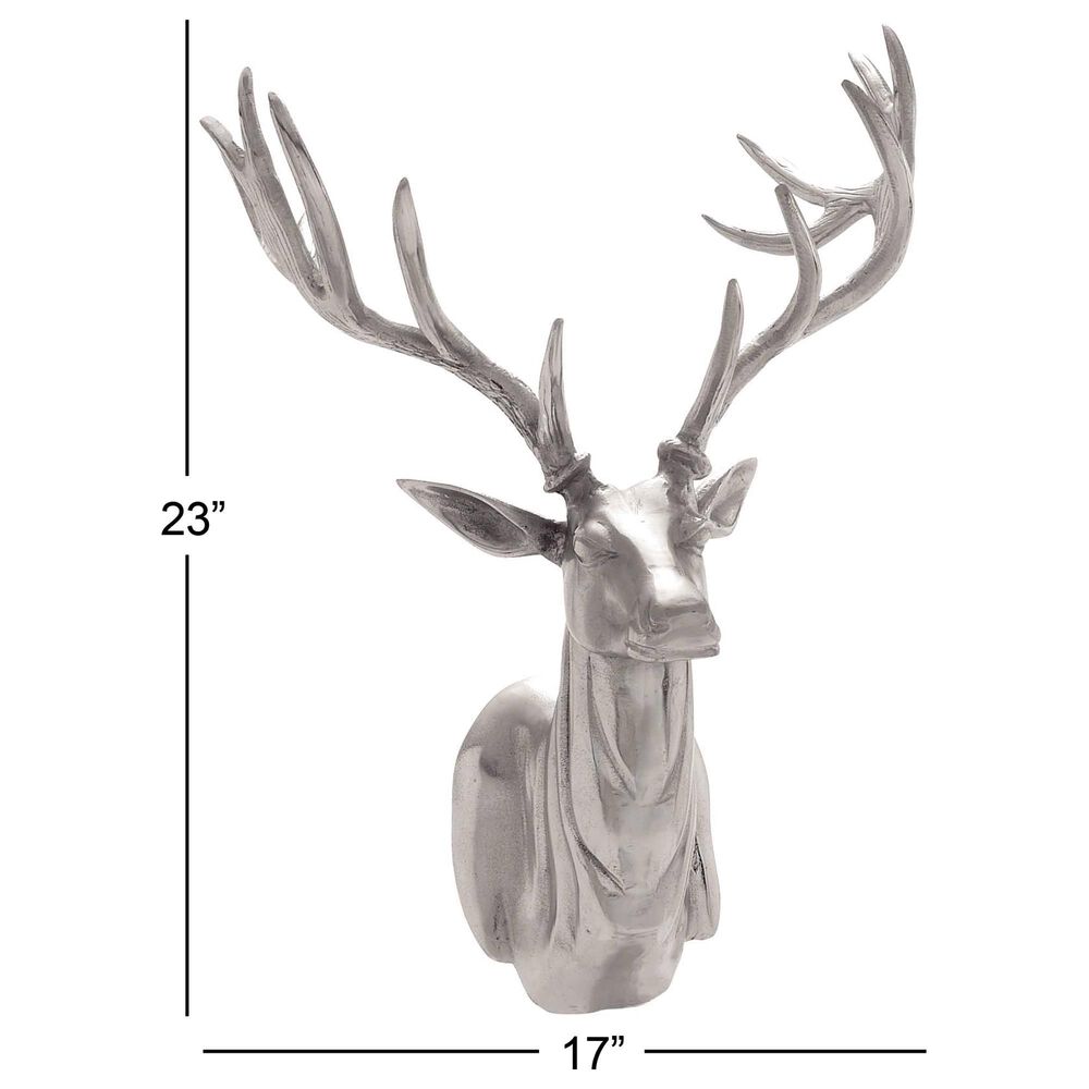 Maple and Jade 23&quot; x 17&quot; Eclectic Deer Wall Decor in Silver, , large