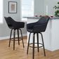 LumiSource Mustang 30" Swivel Bar Stool with Black Faux Leather Upholstery in Glazed Walnut and Black (Set of 2), , large