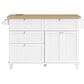 HOMLUX Farmhouse Kitchen Island with Drop Leaf and 2 Stools in White, Natural, Black and Rustic Brown, , large
