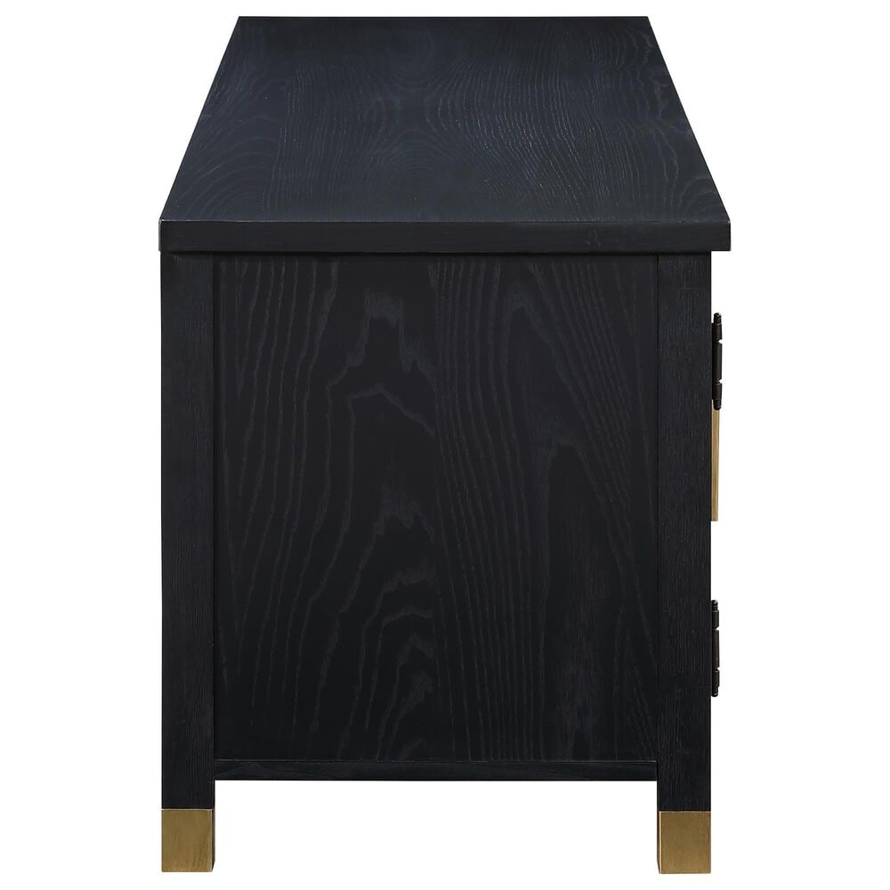 Steve Silver Furniture Yves 64" TV Stand in Ebony and Brushed Brass, , large