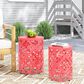Hearth and Haven Outdoor End Table with Floral Pattern in Coral (Set of 2), , large