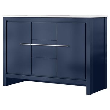 Lexora Home Lafarre 48" Double Bathroom Vanity in Navy Blue with 2 cm White Cultured Marble Top and Rectangular Sinks, , large