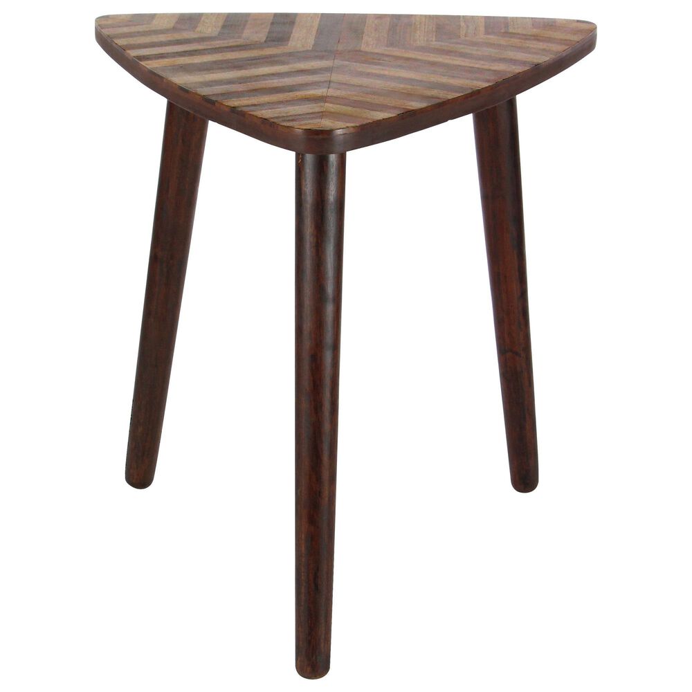 Maple and Jade Triangle Accent Table in Brown, , large