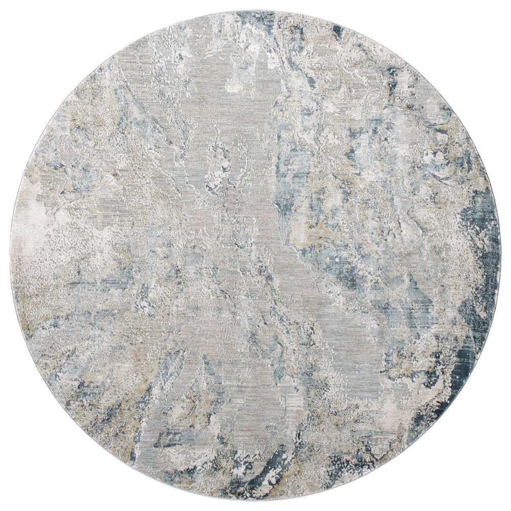 Surya Brunswick 5"3" Round Dusty Sage, Taupe, Light Gray, White, Pale Blue, Olive, Teal and Navy Area Rug, , large