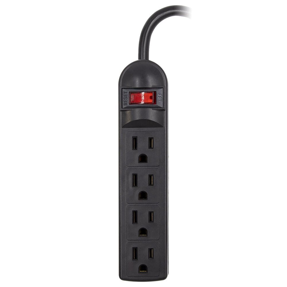 Sanus No Stud TV Wall Mount for 32" - 90" TVs with HDMI Cable and 4-Outlet 300J Surge Protector Power Strip in Black, , large