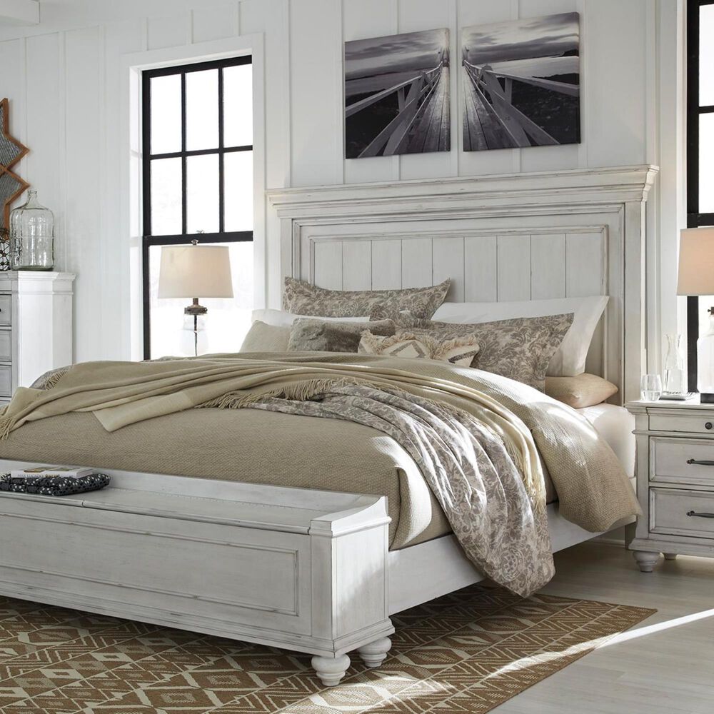 Ashley Kanwyn Queen Storage Bed in Distressed Whitewash, , large