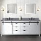 Lexora Home Marsyas 84" Double Bathroom Vanity in White with Grey Quartz Top and Rectangular Sinks, , large