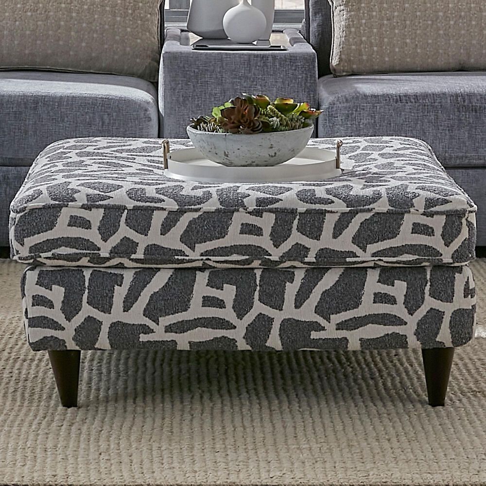 Xenia Cocktail Ottoman in Lilypad Charcoal, , large