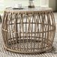 Furniture of America Serene Glass Top Round Patio Coffee Table in Natural, , large