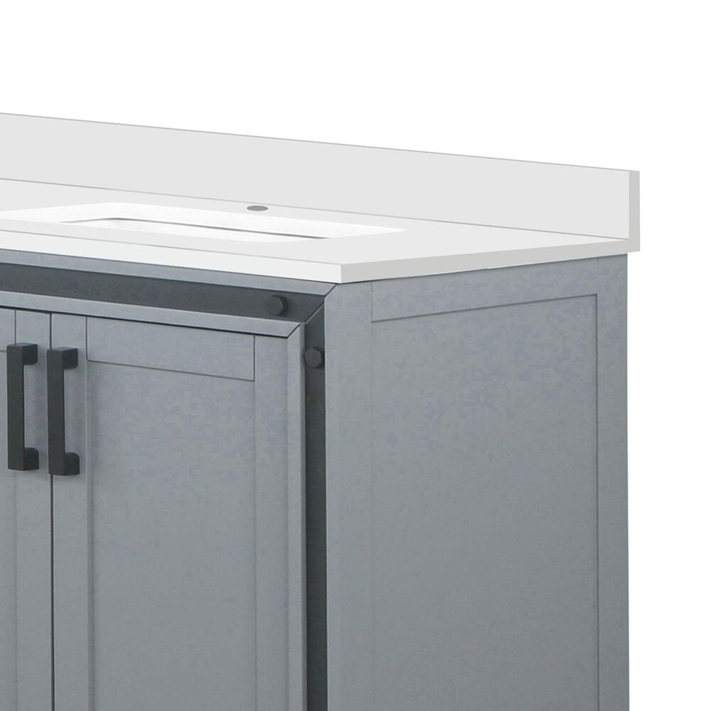 Lexora Home Ziva 72&quot; Double Bathroom Vanity in Dark Grey with 2 cm White Quartz Top and Rectangular Sinks, , large