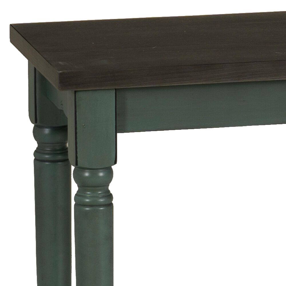 Linon Home Decor Willow Dining Bench in Burnished Smoke and Distressed Teal, , large