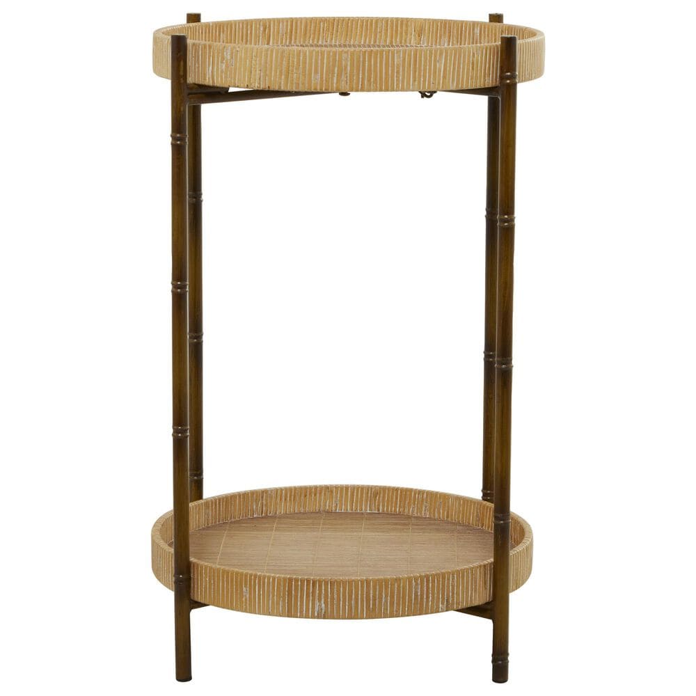 Maple and Jade 2-Tray Rattan End Table in Matte Brown, Whitewashing and Black, , large