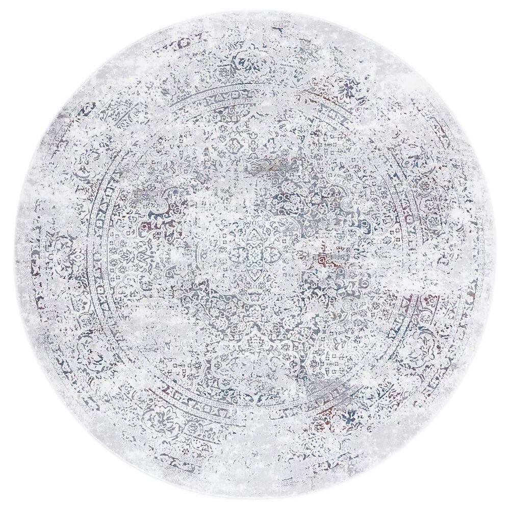 Safavieh Craft CFT955F 6"7" Round Grey and Blue Area Rug, , large